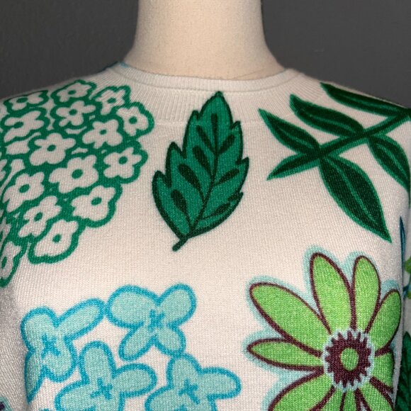 LESLEY EVERS AMELIA SWEATER DAZZLE FLOWER CREW NECK SWEATER - NWOT - SIZE:  XL - Picture 2 of 11